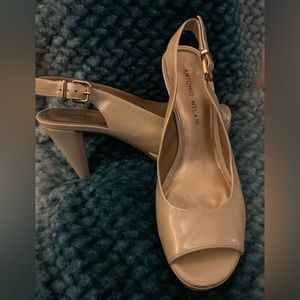 Antonio Melani Patton Leather peep toe strappy heels